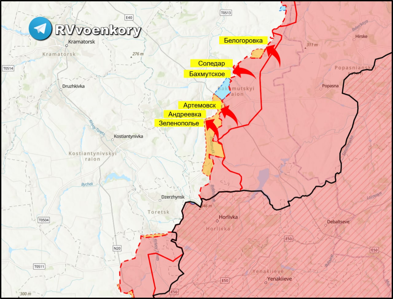 Карта боевых действий в районе соледара