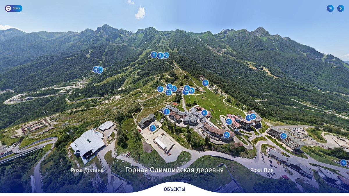 Создана масштабная интерактивная карта горного курорта «Роза Хутор»