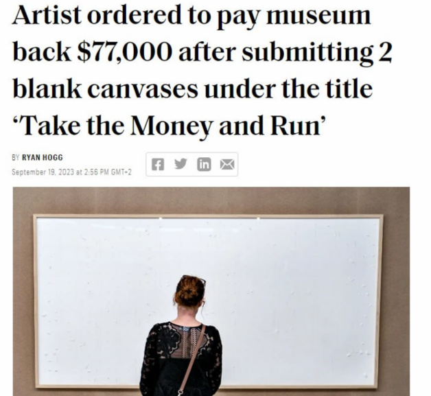 Впервые художник забрал у музея деньги, но отдал лишь чистые холсты