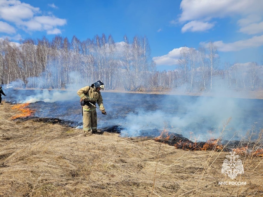 Почти 100 палов сухой травы произошло за четыре праздничных выходных в Красноярском крае